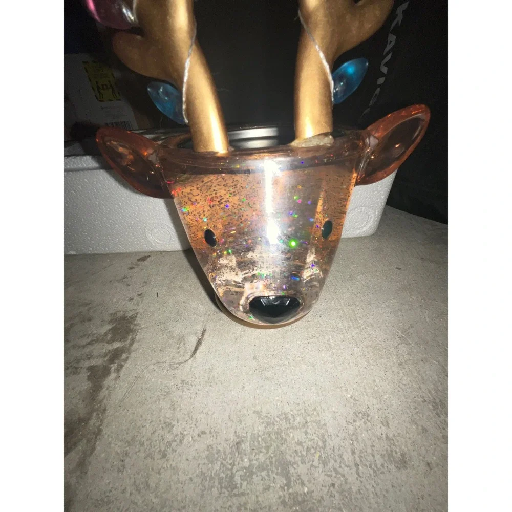 Bath and Body Works Candle Holder Reindeer Water Globe Glitter Gold Antler